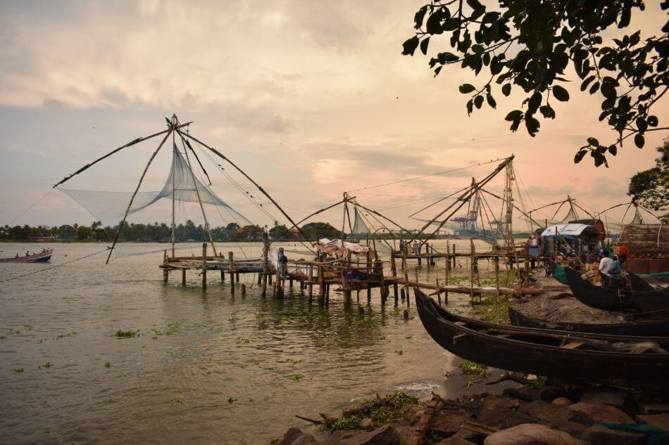 Chinese vissersnetten in Fort Kochi, India